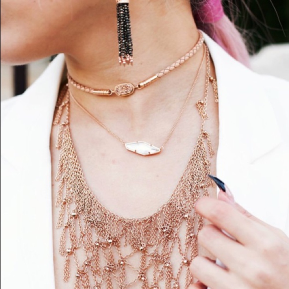 Kendra Scott Cooper Pendant Choker Rose Gold Drusy
